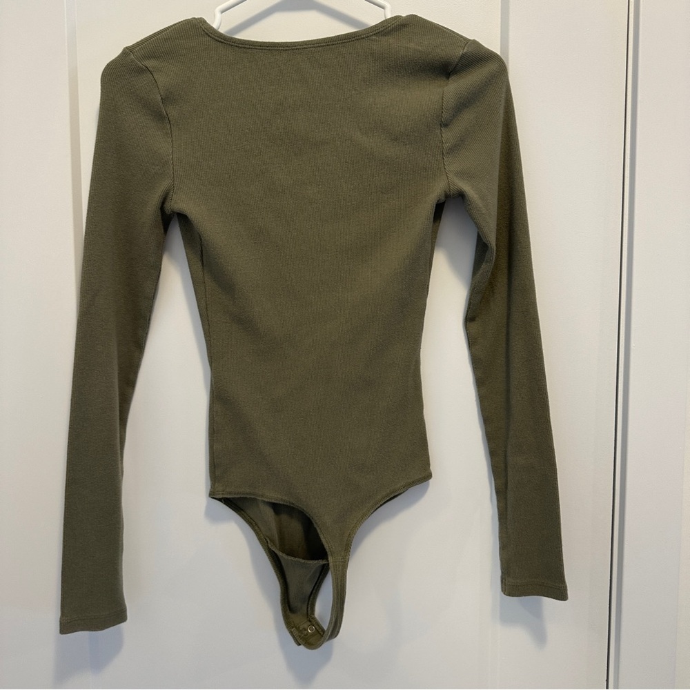 Abercrombie & Fitch Olive Green Ribbed Bodysuit Size XS Women’s - Picture 6 of 12